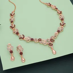 Anouk Gold-Plated Artificial Stone-Studded Necklace And Earrings-image-75