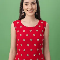 PARROT CREATION Women Ethnic Motifs Embroidered Regular Sequinned Kurta with Sharara & With Dupatta image 3