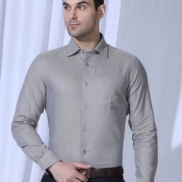 Blackberrys Men India Slim Fit Spread Collar Textured Cotton Formal Shirt-image-85
