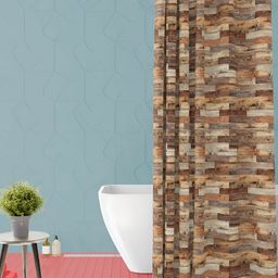 ArtzFolio Brown and White Printed Waterproof Shower Curtain-image-54