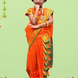 Mom and Me Kids-Girls Orange Sarees-picture-25
