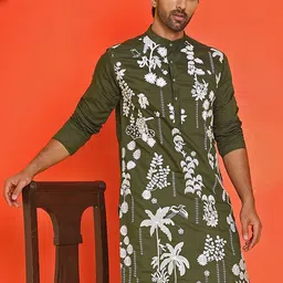 Jompers Men Floral Embroidered Chikankari Floral Kurta-52