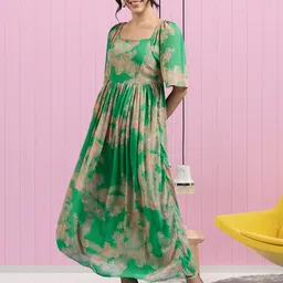 BAESD Women Square Neck Floral Printed Fit and Flare Maxi Dress-image-31