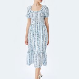 Koton Floral Print Puff Sleeve Cotton Fit & Flare Midi Dress-image-28