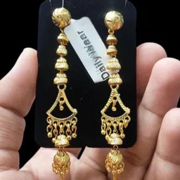 Anshenterpris Gold-Plated Hanging Sui Dhaga Dome Shaped Jhumkas-42