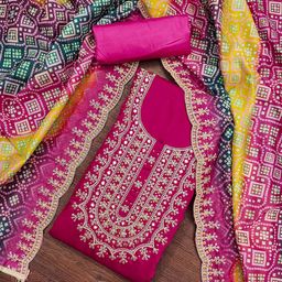 KALINI Embroidered Pure Silk Unstitched Dress Material-image-86