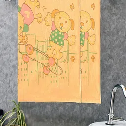 FABINALIV Yellow & Green 2 Printed Cotton 420 GSM Bath Towel-31