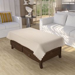 BIGGER FISH Cream-Coloured Anti-Slip Cotton 4-Seater Table Cover-38