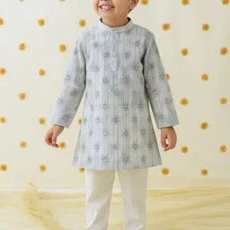 Kidbea Boys Floral Printed Ethnic Kurta Pajama Set-picture-19