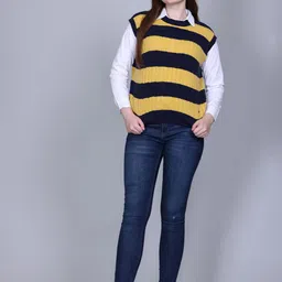 GOSHA & MAU Women Striped Sweater Vest-image-71