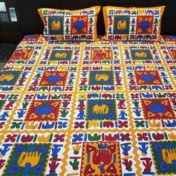 Myntra Elegant Homes Ethnic Motifs 144 TC Queen Cotton Bedsheet with 2 Pillow Covers-image-32