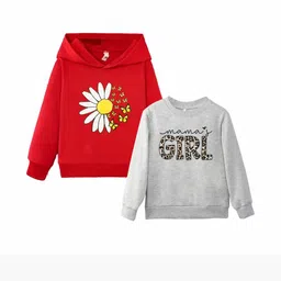 KEESOR Girls pack of 2 Cotton Printed Hooded T-shirt-picture-3
