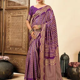 KALINI Woven Design Zari Silk Blend Banarasi Saree-picture-42