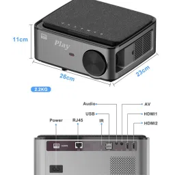 PLAY MP4 Latest Android 9.0 Advance Technology 4k 3D Full HD LED Smart Projector (6800 lm / Wireless / Remote Controller) Portable Projector image 5