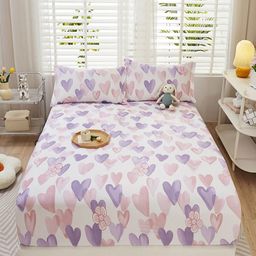JC HOME Pink & Purple Ethnic Motifs 220 TC King Bedsheet with 2 Pillow Covers-image-77