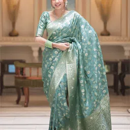 BerMondsey Woven Design Zari Silk Blend Banarasi Saree-picture-22