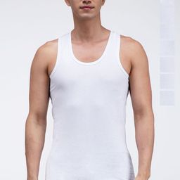 AMUL COMFY Pack Of 8 Pure Cotton Solid Undershirt Vest AC-PLVESTWHTRN-WHT-S-8PC-41