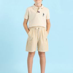 U.S. Polo Assn. Kids Boys Vertical Striped Regular Fit Pure Cotton Shorts-26