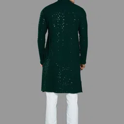 DIVISIVE Men Ethnic Motifs Embroidered Regular Sequinned Kurta with Pyjamas image 5