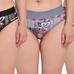 FiveFlag Pack of 3 Women Mid-Rise Cotton Blend Briefs-picture-12