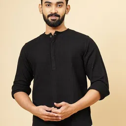 JADE BLUE Men Mandarin Collar Solid Cotton Slim Fit Casual Shirt-image-41