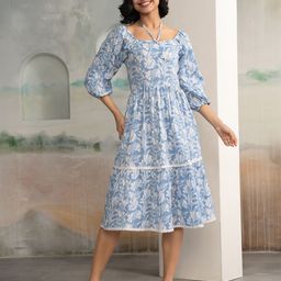 AASK Floral Print Halter Neck Crepe Fit & Flare Midi Dress-image-93