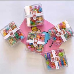 kvy collection Bbaby girl hair accessories hair clips claw clips zigzag hair comb rubber bands Hair Accessory Set image 4