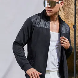 Campus Sutra Men Colourblocked Windcheater Biker Jacket-24