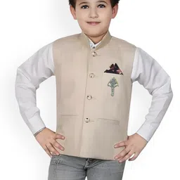 Qitty Boys Woven Nehru Jacket With Shirt-image-49
