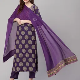 ASHISH PRINT Women Floral Printed Straight Kurta with Trouser & Dupatta-picture-25