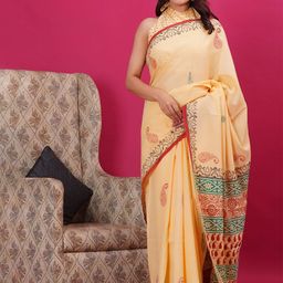 Vanedik Floral Pure Cotton Block Print Saree-46