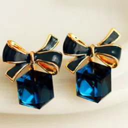 styledose Sterling Silver Artificial Stones Studded Bowknot Shaped Studs-picture-9