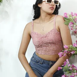 Athena Unapologetic Floral Sheer Lace Tank Crop Top-image-92