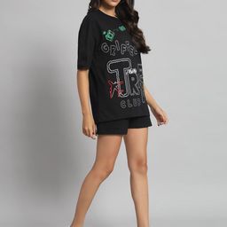 GRIFFEL Printed Pure Cotton T-Shirt & Shorts Co-Ords-image-83