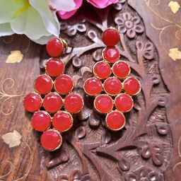 Dhivara Copper-Plated Artificial Stones Studded Circular Shaped Drop Earrings-image-91