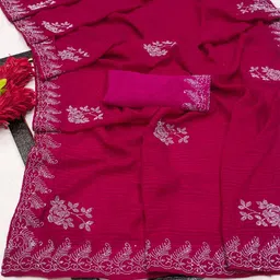PAYAL CREATION Embellished Beads and Stones Pure Georgette Designer Maheshwari Saree-picture-32