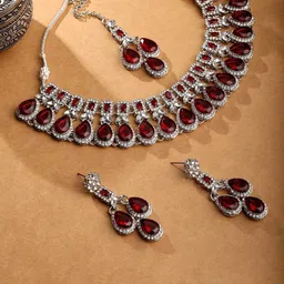 Atasi International Silver-Plated American Diamond Studded Jewellery Set-48