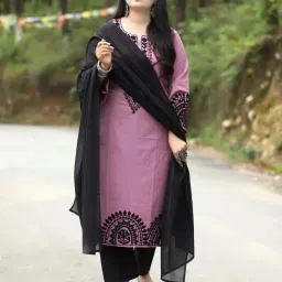 Embroidered Kurta, Salwar & Dupatta Set-image-87