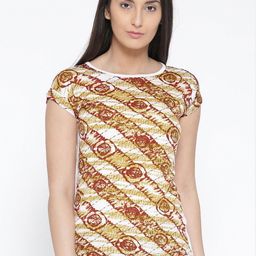 Moda Rapido Women Tie and Dye Printed Raw Edge Slim Fit T-shirt-image-11