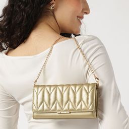 Fastrack Textured Quilted Foldover Clutch-image-21