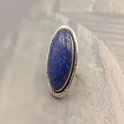 Shrim jewels German Silver Brass Plated Lapis Lazuli Studded Oxidised Finger Ring-picture-36