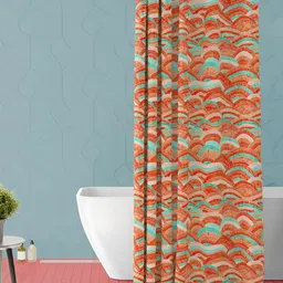 ArtzFolio Orange and Sea-Green Abstract Printed Waterproof Shower Curtain-13
