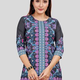 Saree Swarg Women Ethnic Motifs Printed Round Neck A-Line Kurti-picture-41