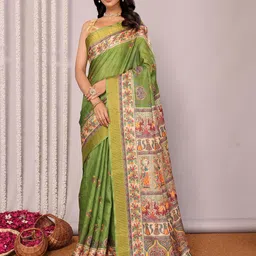 KALINI Kalamkari Silk Blend Saree-image-13