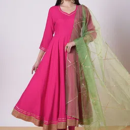 Anni Designer Gotta Patti Sweetheart Neck Kurta with Trousers & Dupatta-picture-16