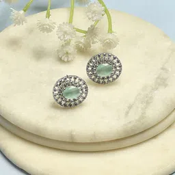 Biba Silver-Plated Artificial Stones Studded Circular Shaped Studs-5