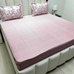 Pure Decor Royal Majestic Pink Printed Pure Cotton 400 TC King Bedsheet Set 2.74m x 2.74m-image-46