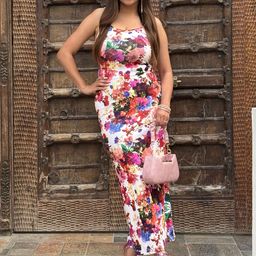 BAESD Women Floral Printed Shoulder Straps Bodycon Dress-image-55