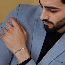 LeCalla Unisex Sterling Silver Cubic Zirconia Handcrafted Silver-Plated Link Bracelet-image-21