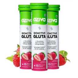 OZiva Set Of 3 Bioactive Gluta Effervescent Tablets Strawberry Swirl-15 Tablet Each-36
